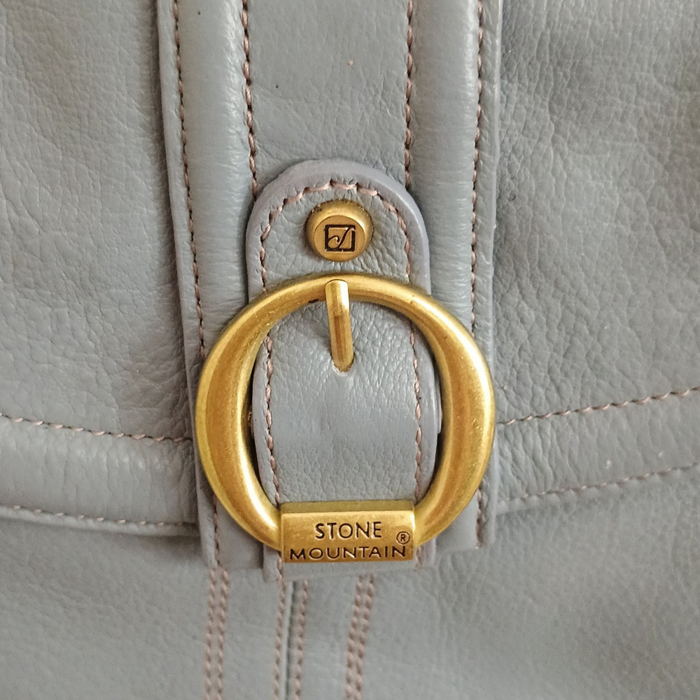 Stone Mountain Light Blue Pebble Leather Convertible Crossbody Shoulder Bag - Picture 9 of 16